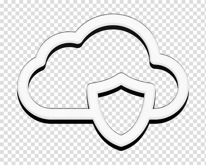Computer Security icon Shield icon Protected Cloud icon, Line Art, Black And White
, Meter, Jewellery, Human Body transparent background PNG clipart
