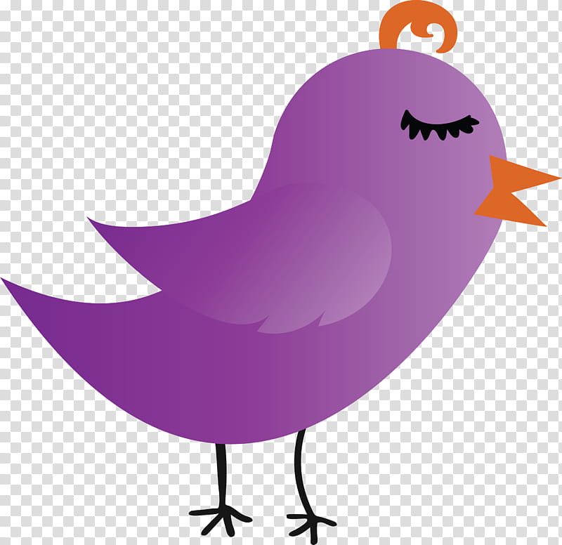 purple bird pink beak, Cartoon Bird, Cute Bird transparent background PNG clipart