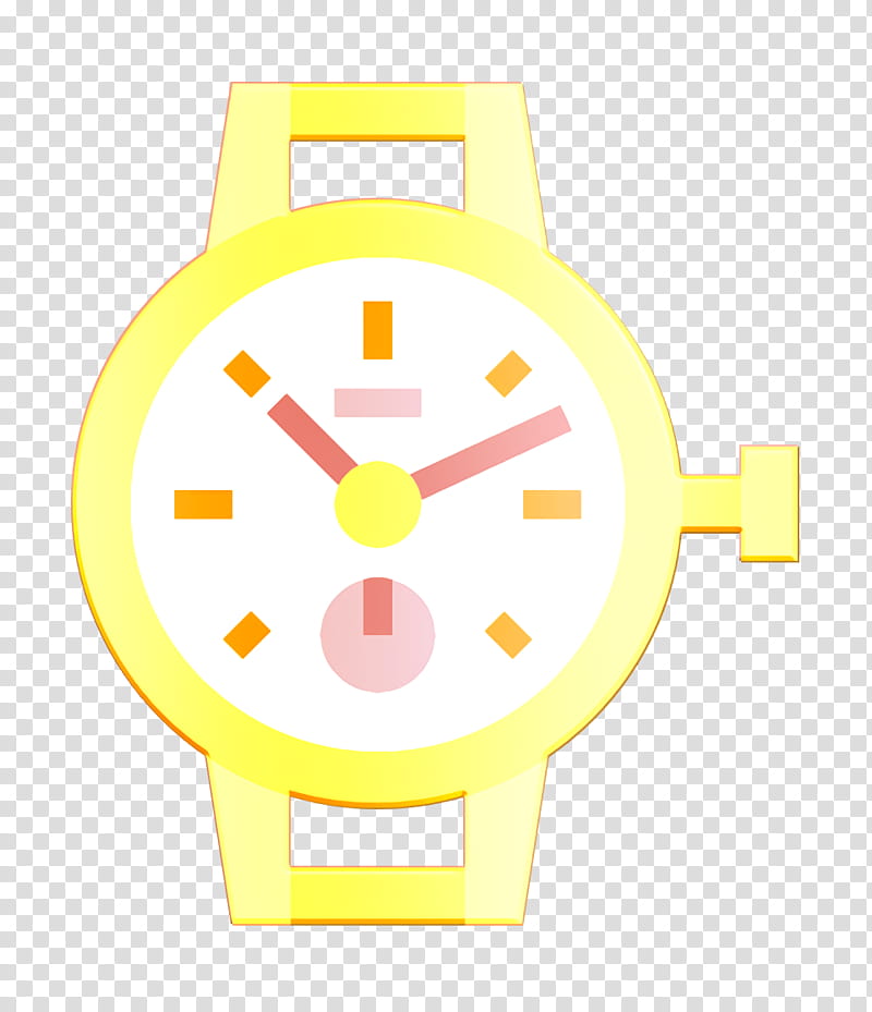 Watch icon, Analog Watch, Yellow, Orange, Material Property, Circle transparent background PNG clipart