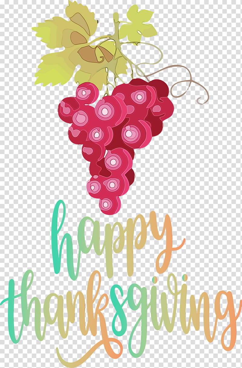 Floral design, Happy Thanksgiving , Autumn, Fall, Watercolor, Paint, Wet Ink, Grape transparent background PNG clipart