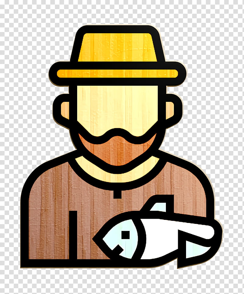 Jobs and Occupations icon Fisherman icon, Line, Headgear, Hat transparent background PNG clipart
