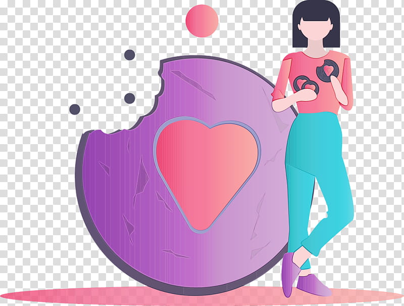 cartoon pink love heart animation, Cookie, Girl, Watercolor, Paint, Wet Ink, Cartoon transparent background PNG clipart