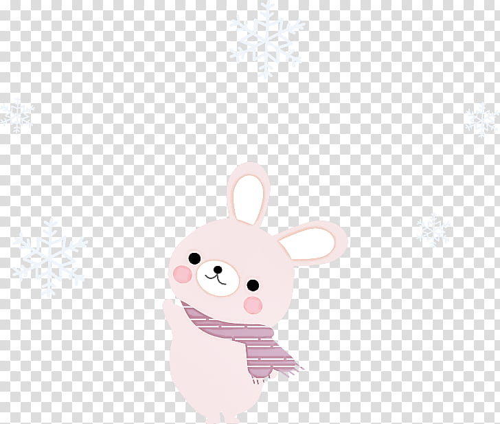pink white cartoon rabbit animation, Smile transparent background PNG clipart