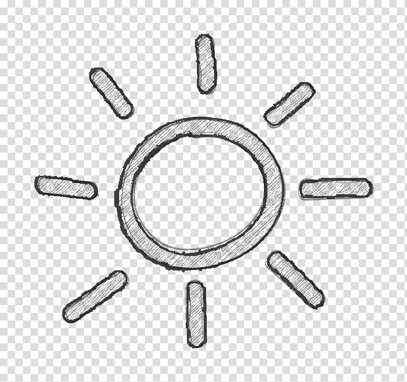 Sun hand drawn symbol icon weather icon Hand Drawn icon, Sun Icon, Car, Black And White M, Meter, Line, Rim transparent background PNG clipart