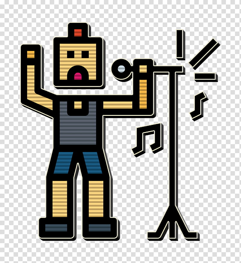 Song icon Punk Rock icon Singer icon, Cartoon, Line, Machine, Robot transparent background PNG clipart