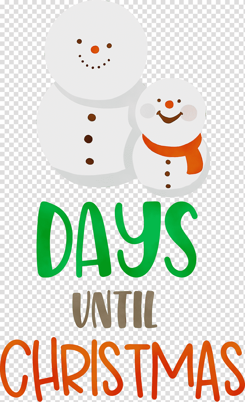 Snowman, Days Until Christmas, Christmas , Xmas, Watercolor, Paint, Wet Ink transparent background PNG clipart