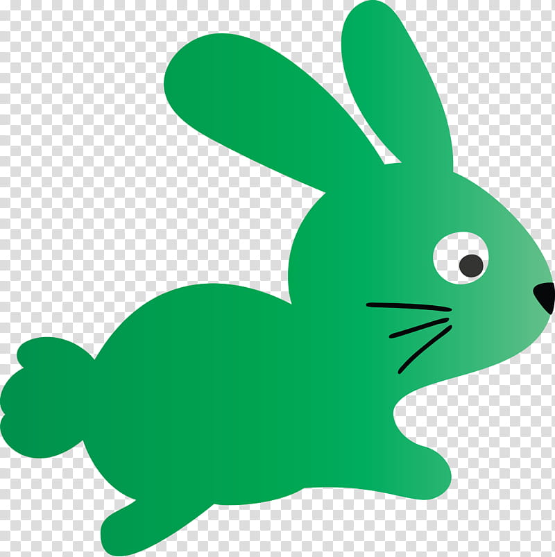Cute Easter Bunny Easter Day, Green, Rabbit, Rabbits And Hares, Cartoon, Animal Figure, Tail, Animation transparent background PNG clipart