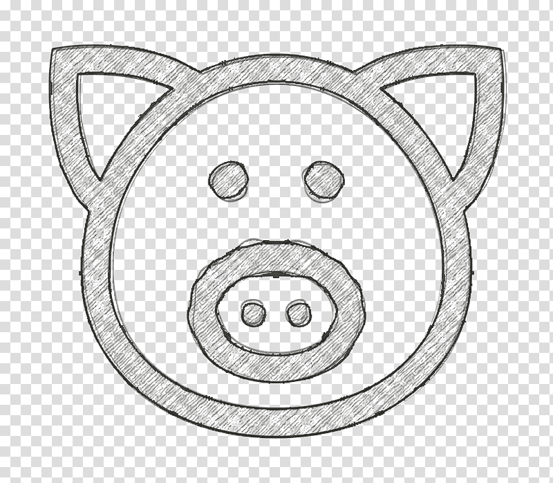 Pig icon Animals icon, Line Art, Snout, Meter, Black, Mathematics, Science transparent background PNG clipart