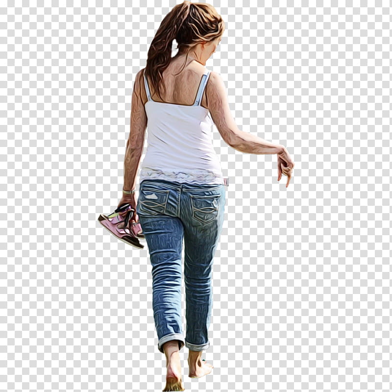 White Background People, Barefoot, Silhouette, Girl, Clothing, Jeans, Denim, Shoulder transparent background PNG clipart