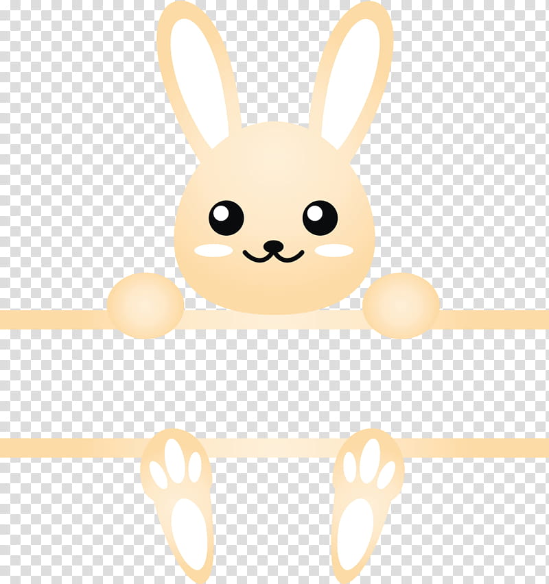 cartoon yellow line smile ear, Bunny Frame, Easter Day, Watercolor, Paint, Wet Ink, Cartoon, Rabbits And Hares transparent background PNG clipart