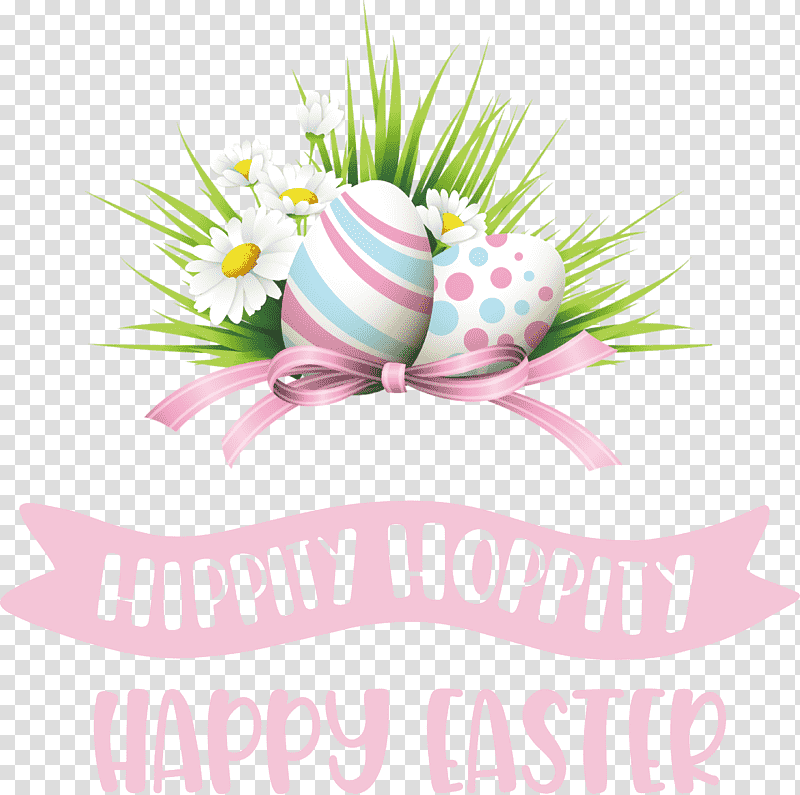 Hippity Hoppity Happy Easter, Flower, Easter Egg, Easter Bunny, Floral Design, Green, Easter Basket transparent background PNG clipart