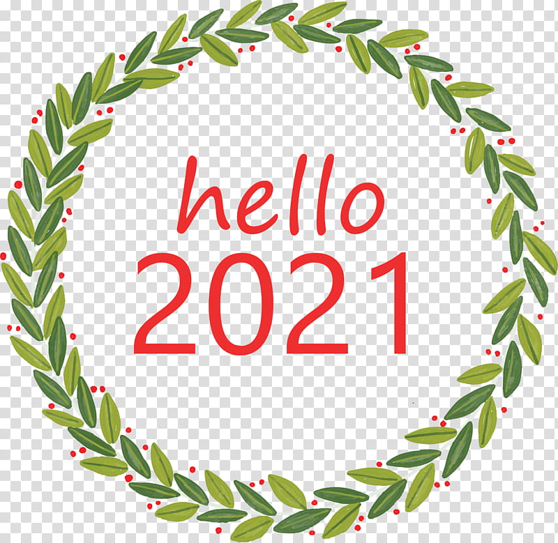 Hello 2021 Happy New Year, Christmas Day, Text, Christmas Tree, Wreath, Leuke Kerstkrans, Christmas Ornament transparent background PNG clipart