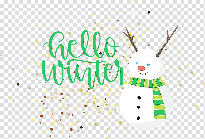greeting card cartoon green line meter, Hello Winter, Welcome Winter, Winter
, Watercolor, Paint, Wet Ink transparent background PNG clipart