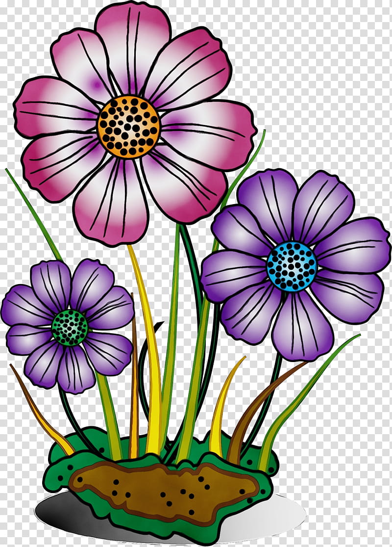 flower petal plant violet purple, Watercolor, Paint, Wet Ink, African Daisy, Wildflower, Flowerpot, Daisy Family transparent background PNG clipart