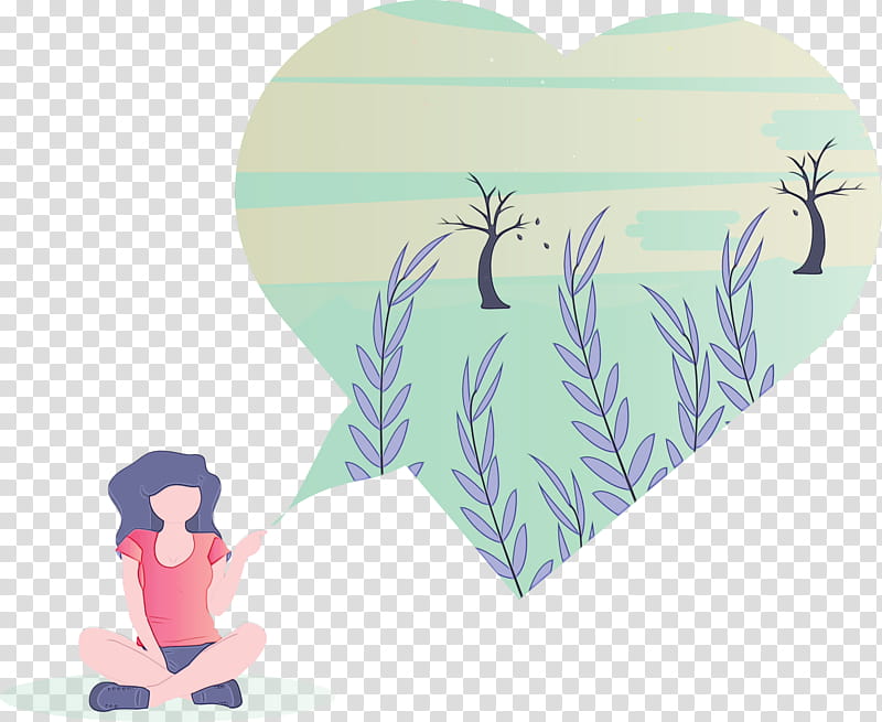 cartoon heart grass plant gesture, Girl, Cartoon, Abstract, Watercolor, Paint, Wet Ink transparent background PNG clipart