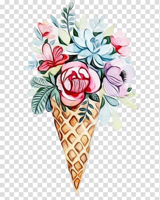 Flower bouquet, Watercolor, Paint, Wet Ink, Cut Flowers, Ice Cream Cone, Floral Design, Petal transparent background PNG clipart