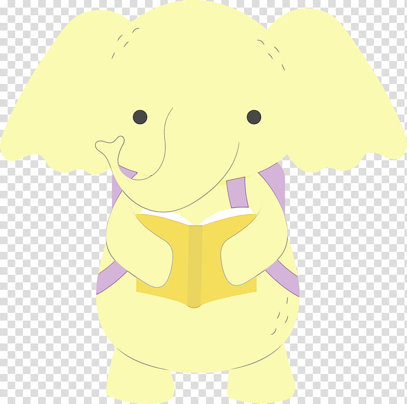 Indian elephant, Back To School, School Supplies, Watercolor, Paint, Wet Ink, Dog, Yellow transparent background PNG clipart