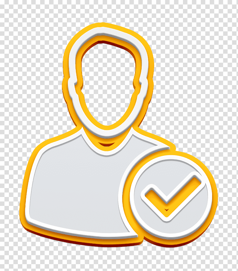 User avatar with check mark icon Admin icon technology icon, Logo, Emblem, Yellow, Meter transparent background PNG clipart