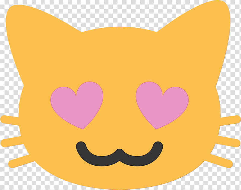 Love Heart Emoji, Cat, Whiskers, Eye, Emoticon, Smiley, Android, Yellow transparent background PNG clipart