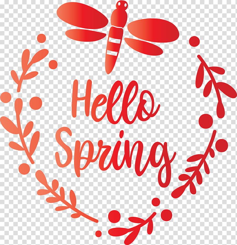 hello spring spring, Spring
, Red, Text, Heart, Love, Calligraphy transparent background PNG clipart