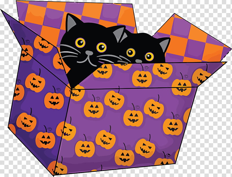 Happy Halloween, Whiskers, Black Cat, Yellow, Cartoon transparent background PNG clipart