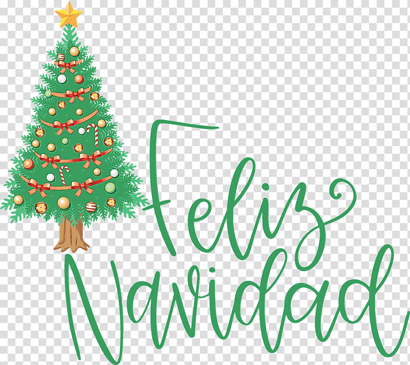 Christmas tree, Feliz Navidad, Christmas , Xmas, Watercolor, Paint, Wet Ink transparent background PNG clipart