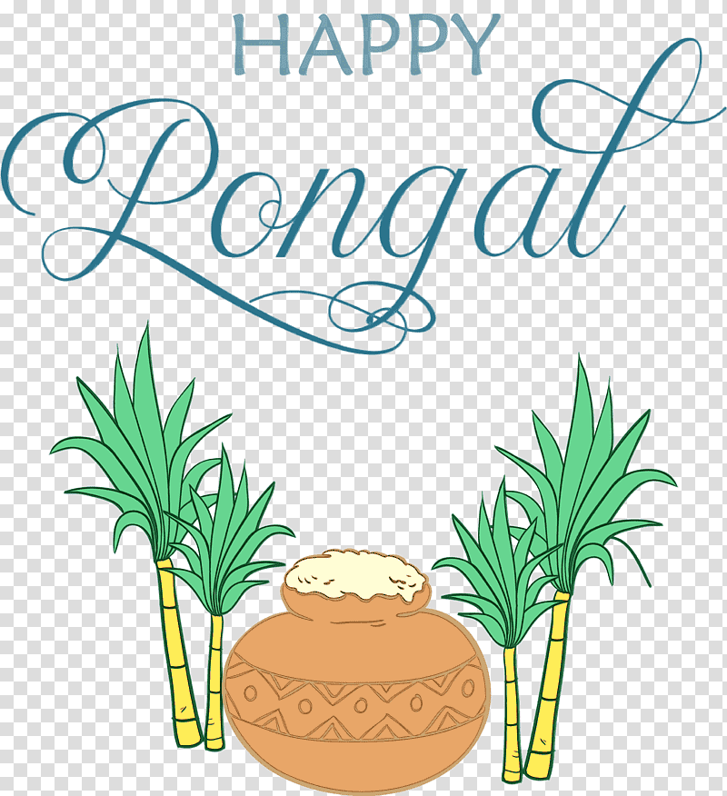 Makar Sankranti, Happy Pongal, Watercolor, Paint, Wet Ink, Sugar, Sugarcane transparent background PNG clipart