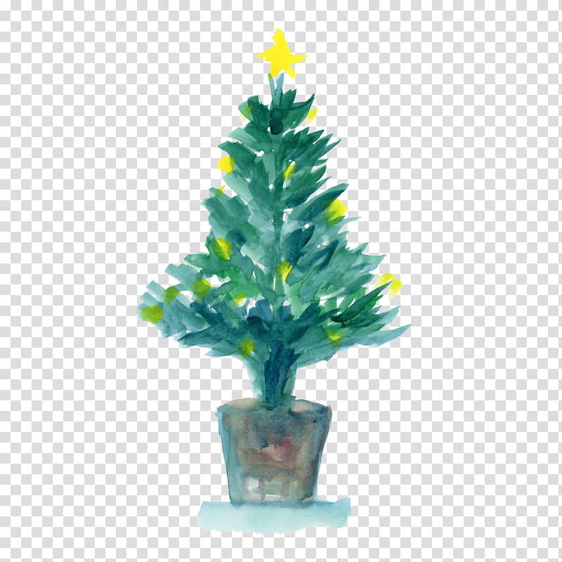 Christmas tree, Watercolor Tree, Colorado Spruce, Oregon Pine, Balsam Fir, Plant, White Pine, Woody Plant transparent background PNG clipart