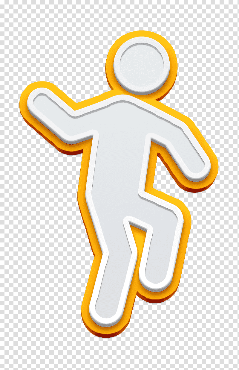 Movement icon people icon Man Dancing icon, Pictograms Icon, Logo, Symbol, Chemical Symbol, Yellow, Meter transparent background PNG clipart
