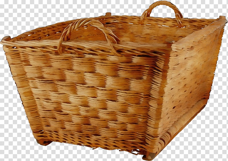 storage basket basket wicker hamper laundry basket, Watercolor, Paint, Wet Ink, Home Accessories, Picnic Basket transparent background PNG clipart