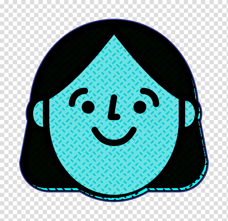 Girl icon Happy People icon Woman icon, Smiley, Green, Meter, Turquoise transparent background PNG clipart