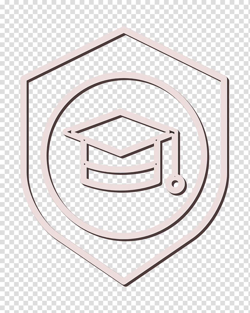 Shield icon School icon Mortarboard icon, Line, Symbol, Square transparent background PNG clipart