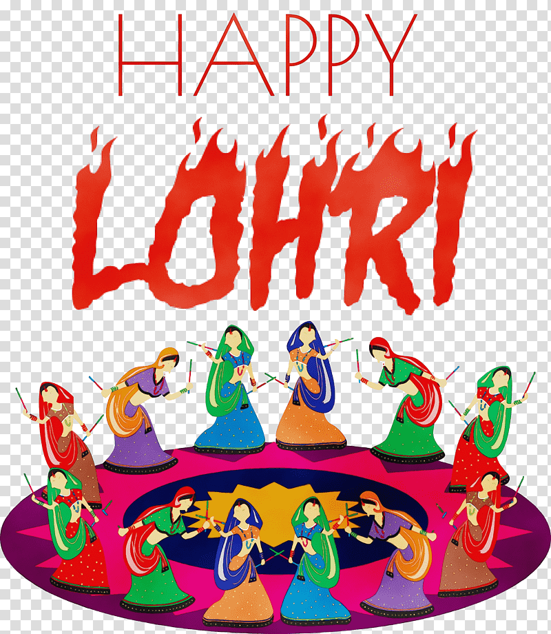 Carnival, Happy Lohri, Watercolor, Paint, Wet Ink, Costume Design, Folk Dance transparent background PNG clipart