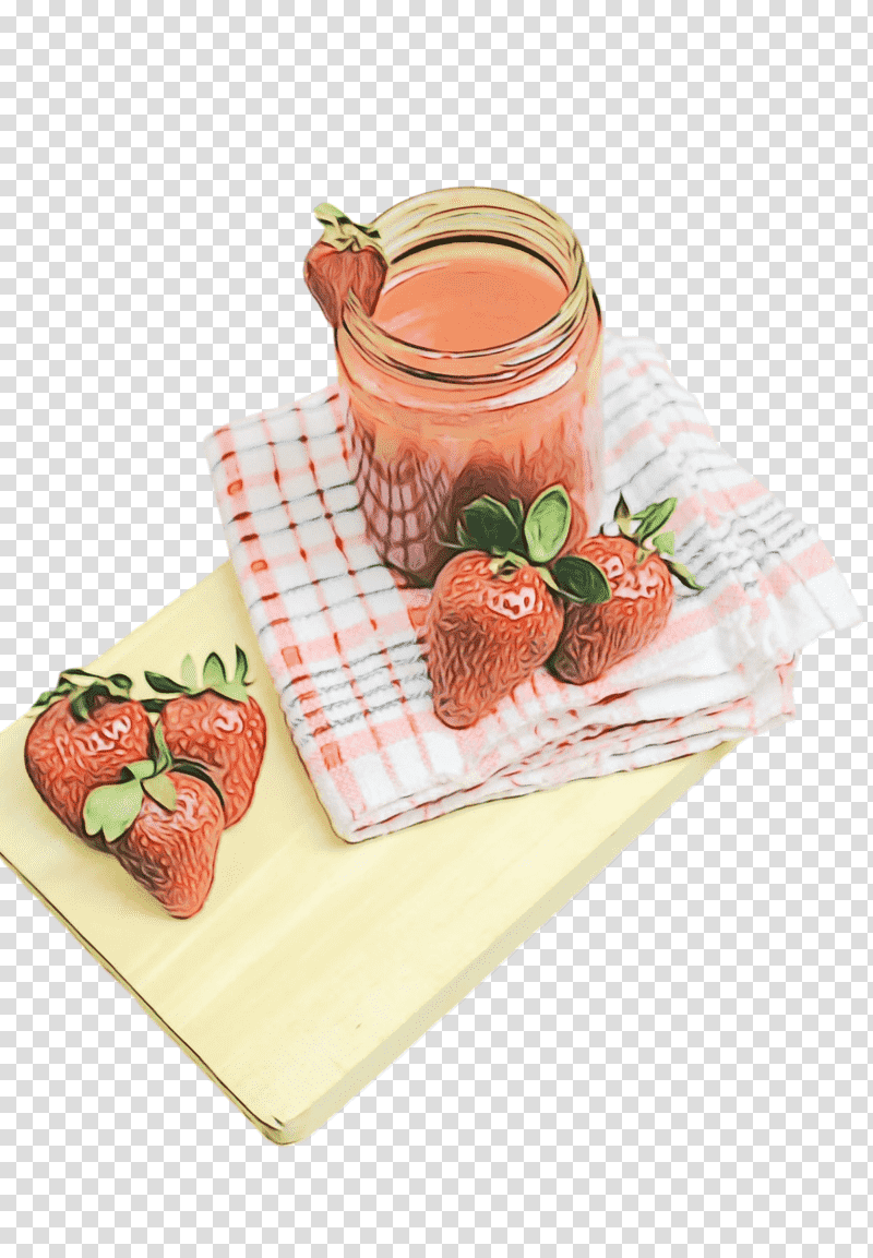 Free download, Strawberry, Watercolor, Paint, Wet Ink, Fruit Preserves,  Flavor, Tableware transparent background PNG clipart