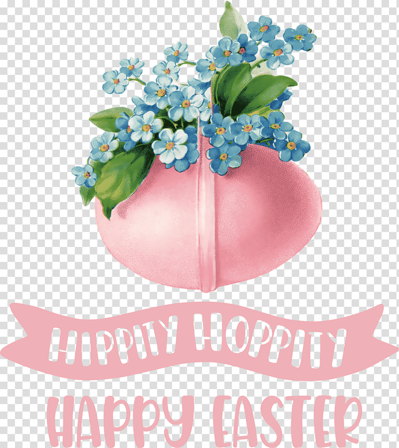 Hippity Hoppity Happy Easter, Easter Bunny, Flower, Easter Egg, Postcard, Easter Postcard, Drawing transparent background PNG clipart