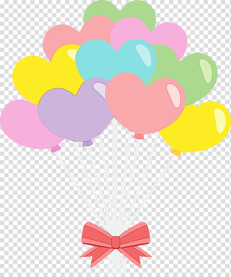 Hot air balloon, Watercolor, Paint, Wet Ink, Pink, Cloud, Heart transparent background PNG clipart