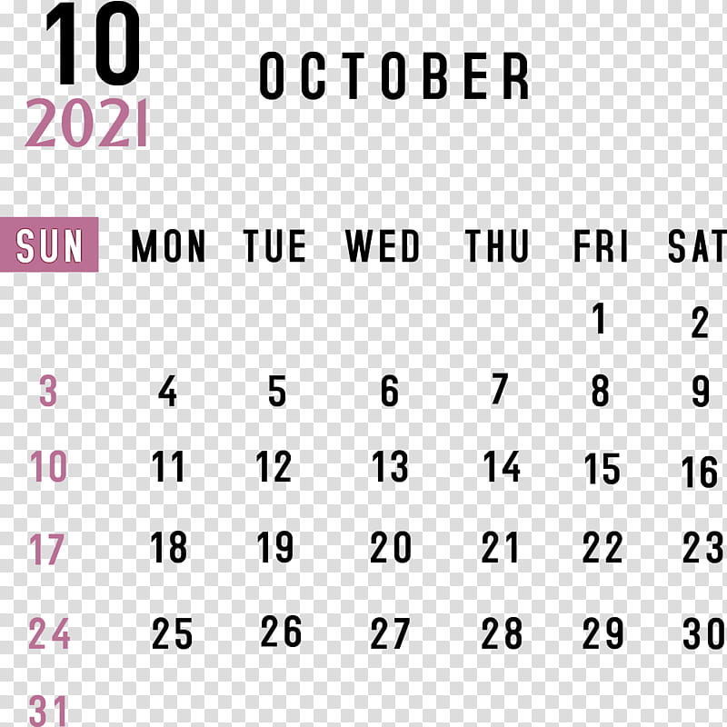 October 2021 Printable Calendar 2021 monthly calendar Printable 2021 Monthly Calendar Template, Angle, Line, Point, Document, Area, Meter, Calendar System transparent background PNG clipart