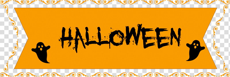 Happy Halloween Banner, Logo, Cartoon, Yellow, Meter, Line, Happiness, Mathematics transparent background PNG clipart