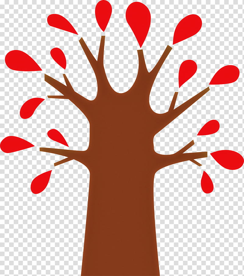 red leaf tree hand finger, Abstract Tree, Cartoon Tree, Tree , Plant transparent background PNG clipart