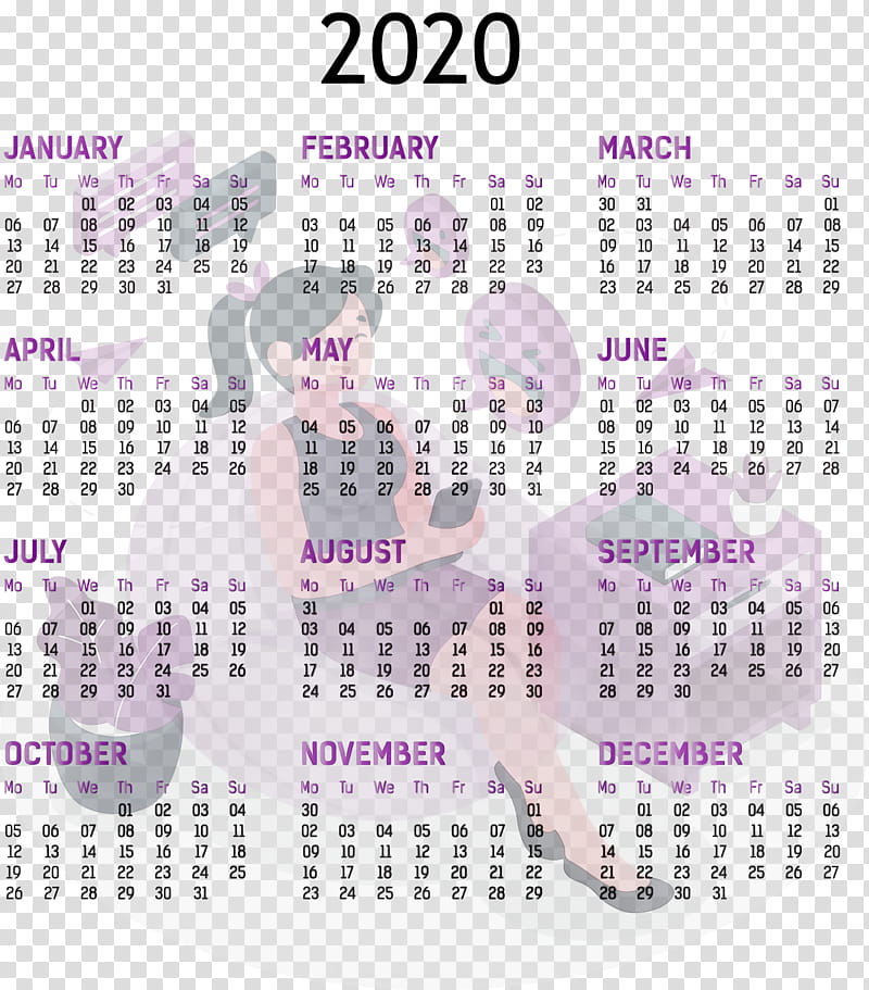 abuja enterprise agency calendar system font purple, 2020 Yearly Calendar, Printable 2020 Yearly Calendar Template, Full Year Calendar 2020, Watercolor, Paint, Wet Ink, Meter transparent background PNG clipart