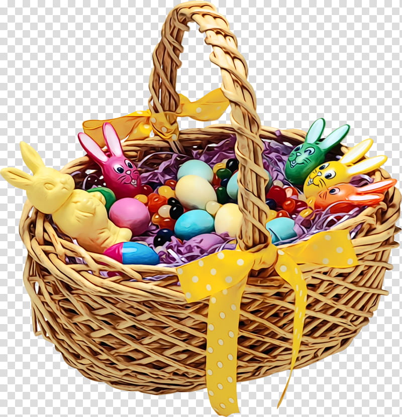 gift basket hamper basket easter wicker, Easter Basket Cartoon, Happy Easter Day, Eggs, Watercolor, Paint, Wet Ink, Easter transparent background PNG clipart