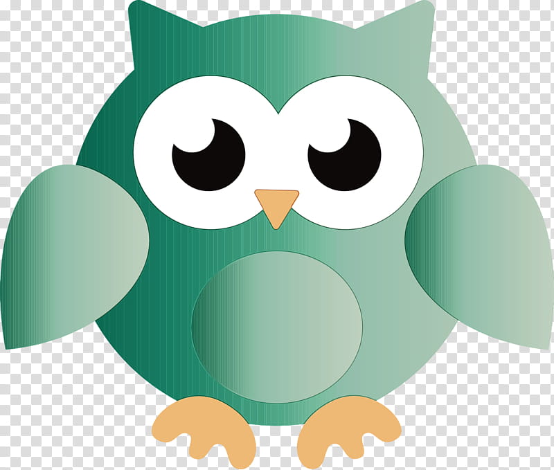 beak birds green cartoon owl m, Cute Owl, Owl , Watercolor, Paint, Wet Ink, Bird Of Prey, Teal transparent background PNG clipart