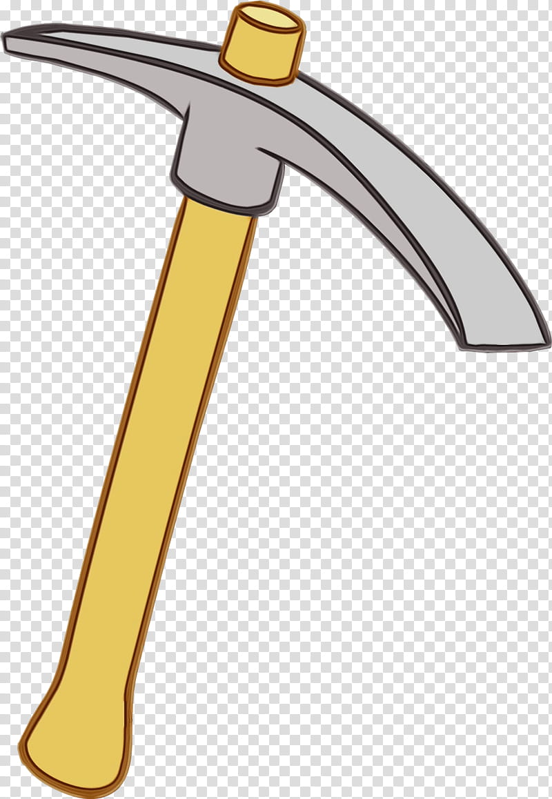 pickaxe cold weapon angle hammer yellow, Watercolor, Paint, Wet Ink, Line transparent background PNG clipart