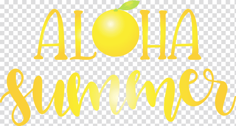 logo font yellow lemon fruit, Aloha Summer, Summer
, Watercolor, Paint, Wet Ink, Happiness transparent background PNG clipart