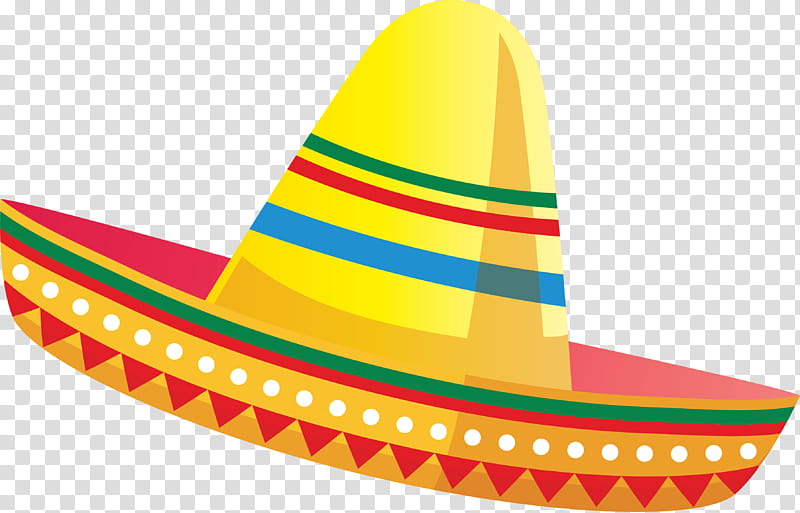 Mexican Elements, Sombrero, Yellow, Line transparent background PNG clipart