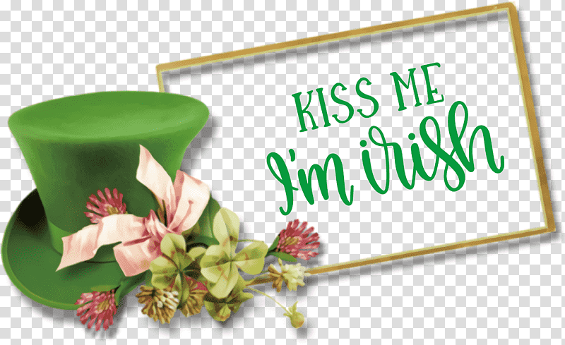 Saint Patrick Patricks Day Kiss Me, Irish, Floral Design, Green, Hat, Bowler Hat, Watercolor Painting transparent background PNG clipart