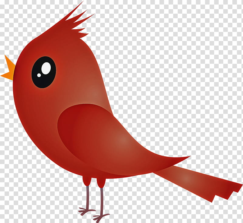 bird red beak cartoon cardinal, Cartoon Bird, Cute Bird, Tail, Perching Bird, Songbird transparent background PNG clipart