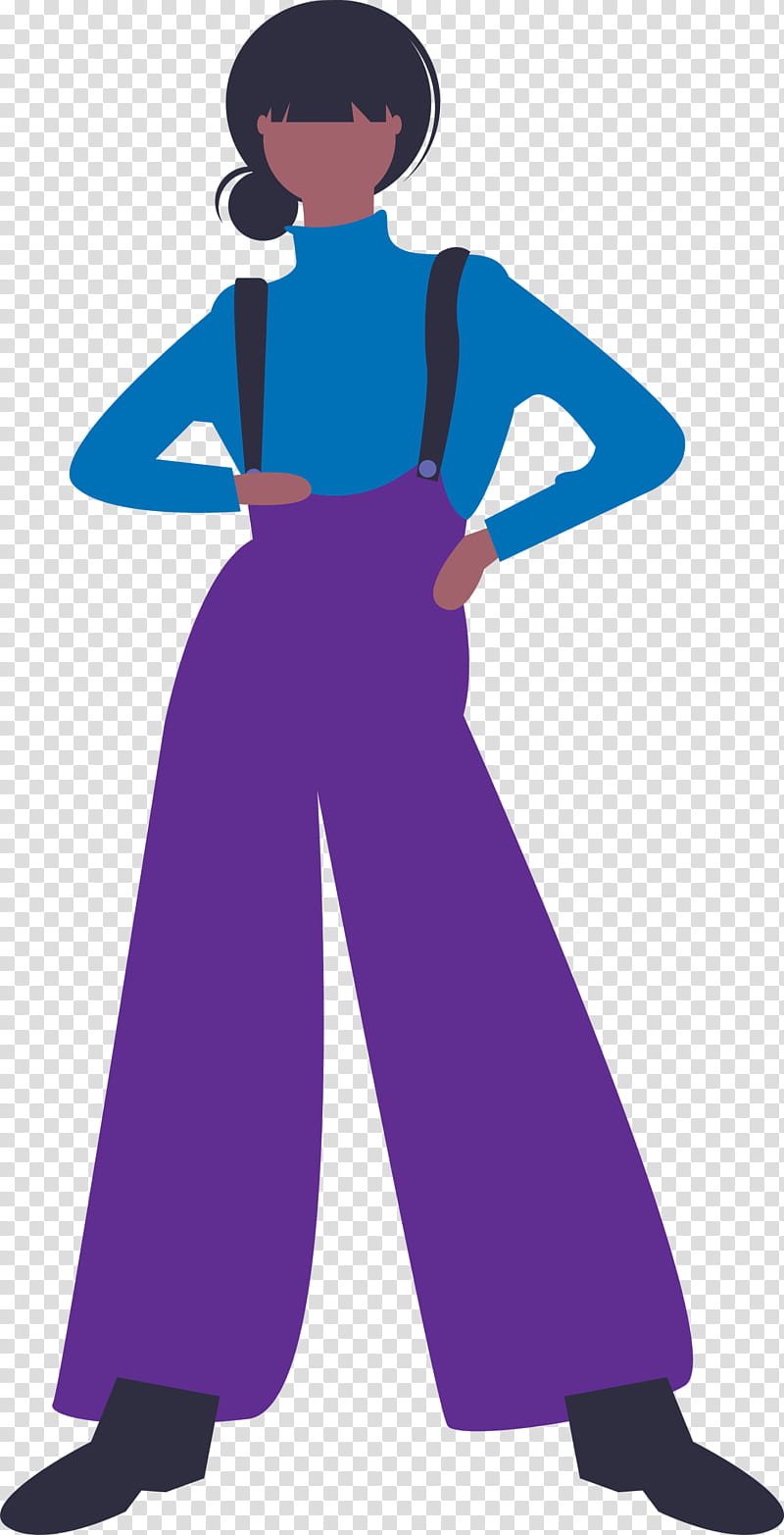 clothing violet purple standing electric blue, Modern Art, Modern Girl, Trousers, Sleeve, Magenta, Costume, Style transparent background PNG clipart