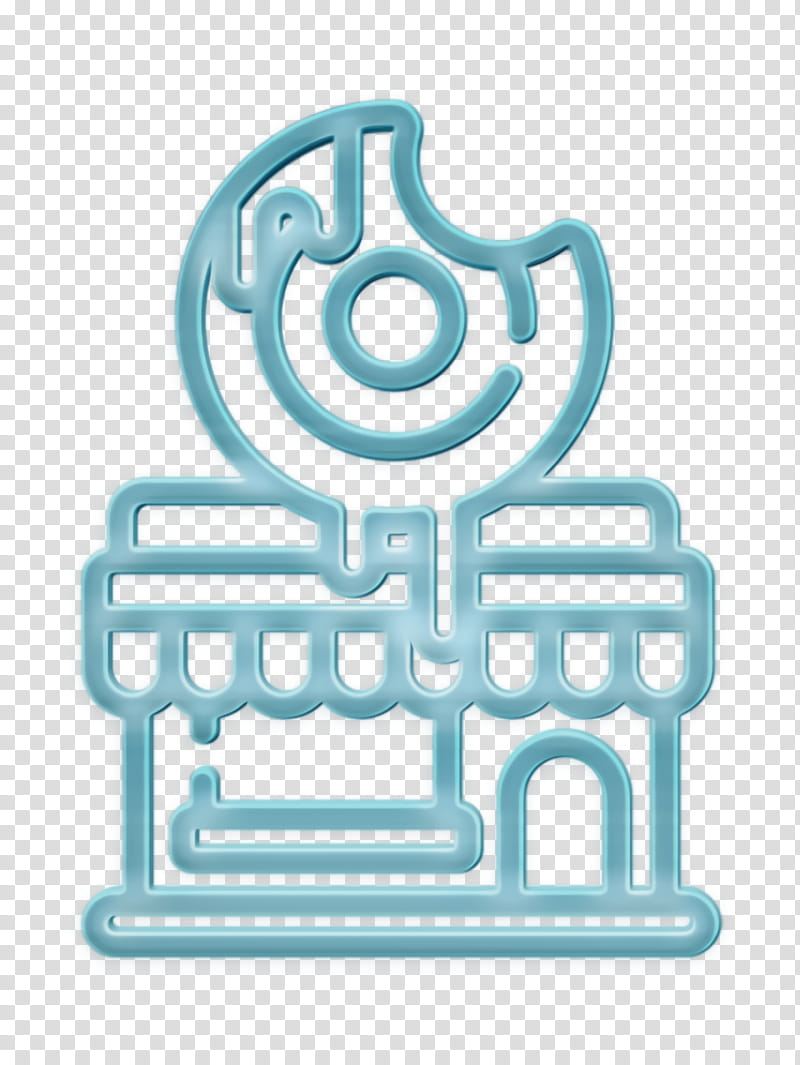 City icon Donut shop icon Dessert icon, Line transparent background PNG clipart