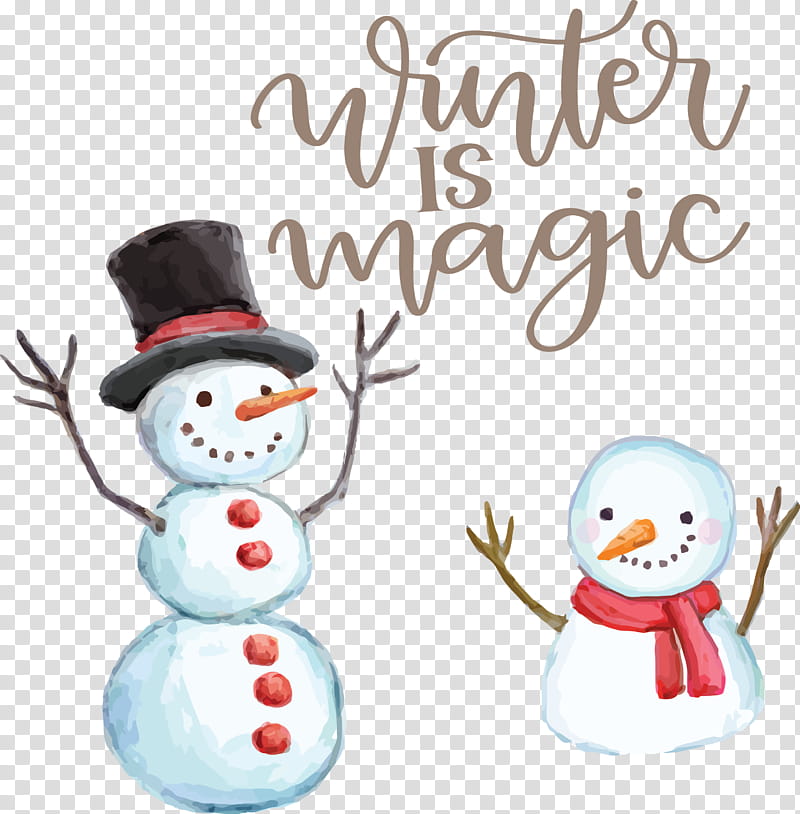 Winter Is Magic Hello Winter Winter, Winter
, Snowman, Watercolor Painting, Christmas Day, Quotation Mark, Logo, Hat transparent background PNG clipart